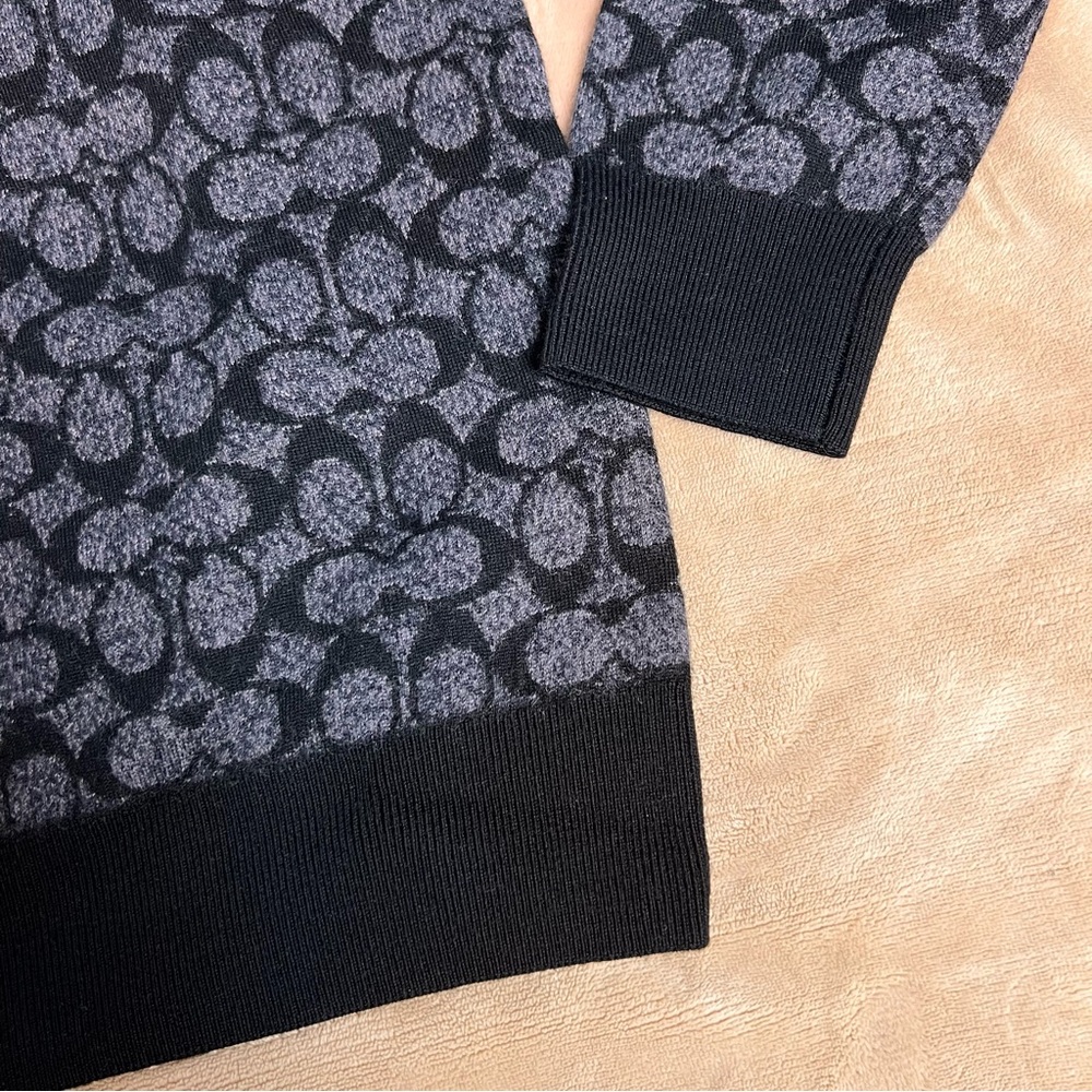 COACH 100% Wool Oversized 'Rexy' Black and Grey Crewneck Sweater - Size XXS - Picture 6 of 13